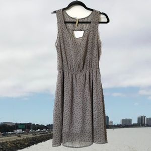 Summer Floral Chiffon Keyhole Open Back Lined Elastic Mini Dress